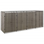vidaXL Lopa za štiri smetnjake siva 274x80x117 cm poli ratan