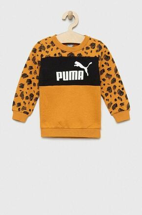 Otroški pulover Puma ESS+ MATES Crew rumena barva - rumena. Otroški pulover iz kolekcije Puma. Model izdelan iz elastične pletenine. Izjemno udoben material.