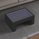 vidaXL Klubska mizica z neskončnimi LED črna 70x50x30 cm