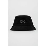 Kapa Calvin Klein črna barva - črna. Klobuk iz kolekcije Calvin Klein. Model z ozkim robom, izdelan iz materiala z nalepko.