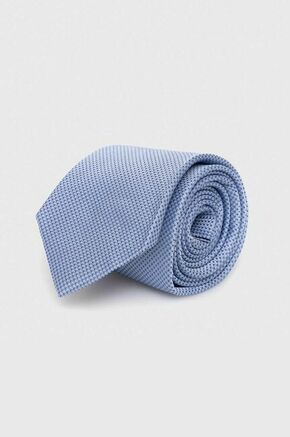 Svilena kravata BOSS - modra. Kravata iz kolekcije BOSS. Model izdelan iz vzorčaste