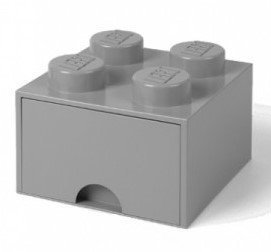 LEGO škatla za shranjevanje 4 - s predalom siva 250 x 250 x 180 mm
