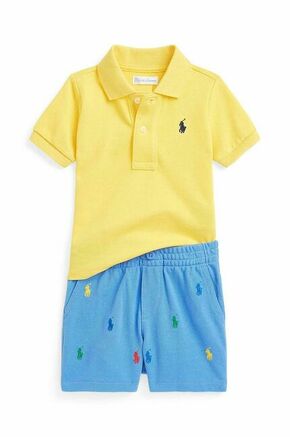 Komplet za dojenčka Polo Ralph Lauren rumena barva - rumena. Komplet za dojenčke iz kolekcije Polo Ralph Lauren. Model izdelan iz pletenine.