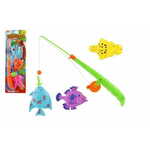 Teddies Igralna riba / ribič magnetna plastika 3ks + plastična palica 34cm - mešanica barv