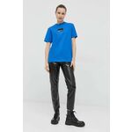 Bombažna kratka majica Karl Lagerfeld Jeans - modra. Lahkotna kratka majica iz kolekcije Karl Lagerfeld Jeans. Model izdelan iz tanke, elastične pletenine.