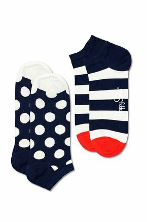 Happy Socks nogavice Big Dot Stripe Low (2-PACK) - bela. Nogavice iz kolekcije Happy Socks. Model izdelan iz elastičnega