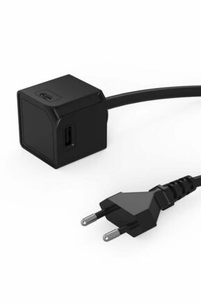 Polnilec z usb vhodom PowerCube USBcube Extended USB A+C - črna. Polnilec z USB vhodom iz kolekcije PowerCube. Model izdelan iz umetne snovi.
