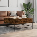 vidaXL Klubska mizica dimljeni hrast 95x95x45 cm inž. les in kovina