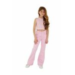 Otroške hlače Guess roza barva - roza. Otroški hlače iz kolekcije Guess. Model izdelan iz enobarvnega materiala. Material z optimalno elastičnostjo zagotavlja popolno svobodo gibanja.