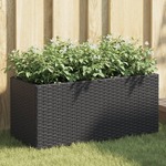 vidaXL Vrtna korita z 2 loncema 2 kosa črna 72x30x32 cm poli ratan
