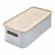 Siva škatla za shranjevanje s pokrovom iz pavlovnije iDesign Eco Handled, 21,3 x 43 cm