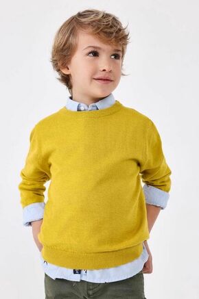 Otroški bombažen pulover Mayoral rumena barva - rumena. Otroške Pulover iz kolekcije Mayoral. Model izdelan iz tanke pletenine. Model iz izjemno udobne bombažne tkanine.