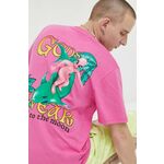 Bombažna kratka majica GCDS roza barva - roza. Kratka majica iz kolekcije GCDS. Model izdelan iz pletenine s potiskom.