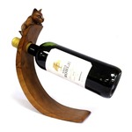 Leseno stojalo za vino – Mačka - Carved from one piece of Suar Wood