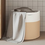 Vidaxl Košara za shranjevanje bež in bela Ø40x35 cm bombaž