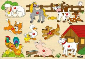 Woody Puzzle na deski - živali na kmetiji