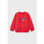 Otroški pulover Mayoral rdeča barva - rdeča. Otroški pulover iz kolekcije Mayoral, izdelan iz pletenine z nalepko. Model iz izjemno udobne tkanine z visoko vsebnostjo bombaža.