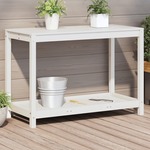 vidaXL Miza za sajenje s polico bela 108x50x75 cm trdna borovina