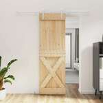 vidaXL Drsna vrata s kompletom vodil 70x210 cm trdna borovina