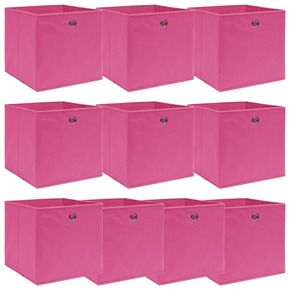 Škatle za shranjevanje 10 kosov roza 32x32x32 cm blago