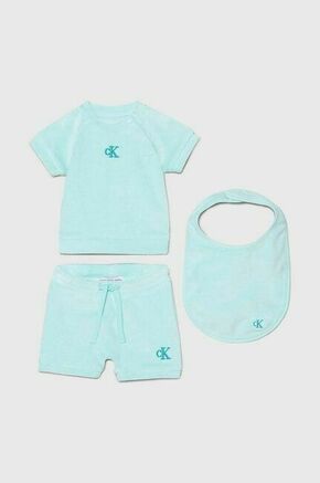 Komplet za dojenčka Calvin Klein Jeans turkizna barva - turkizna. Komplet za dojenčke iz kolekcije Calvin Klein Jeans. Model izdelan iz udobnega materiala. Model je opremljen s slinčkom.