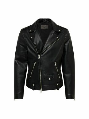 AllSaints usnjena jakna Milo Biker - črna. Usnjena jakna iz kolekcije AllSaints. Prehoden model izdelan iz naravnega usnja.