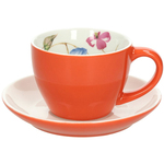 TOGNANA skodelica za belo kavo s podstavkom Milk and Breakfast Time 320ml, oranžna, porcelan