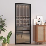 vidaXL Notranja vrata 83x201,5 cm črno ESG steklo in aluminij