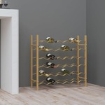 Greatstore Stojalo za vino za 36 steklenic, zlato, kovinsko