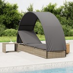 vidaXL Vrtna postelja s streho siva 211x57x140 cm poli ratan
