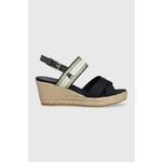 Tommy Hilfiger Sandali črna 39 EU Golden Webbing Mid Wedge