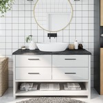 Vidaxl Kopalniški pult temno siv 140x60x4 cm obdelan trden les