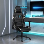 vidaXL Masažni gaming stol z oporo za noge črn in kamuflažen um. usnje