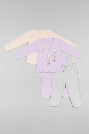 Otroška bombažna pižama zippy vijolična barva - vijolična. Otroška pižama iz kolekcije zippy. Model izdelan iz vzorčaste pletenine.