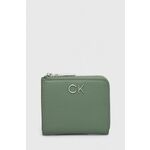 Denarnica Calvin Klein ženski, zelena barva - zelena. Mala denarnica iz kolekcije Calvin Klein. Model izdelan iz ekološkega usnja.