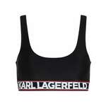 Modrček Karl Lagerfeld črna barva - črna. Modrček s športnega krojem iz kolekcije Karl Lagerfeld. Model izdelan iz pletenine.