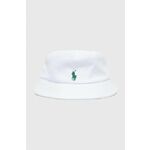 Bombažni klobuk Polo Ralph Lauren bela barva - bela. Klobuk iz kolekcije Polo Ralph Lauren. Model s širokim robom, izdelan iz enobarvnega materiala.