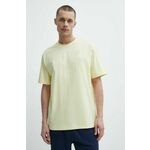 Bombažna kratka majica Fila Loum moška, rumena barva, FAM0676 - rumena. Kratka majica iz kolekcije Fila, izdelana iz elastične pletenine. Model iz zračne bombažne tkanine.