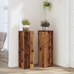 vidaXL Stojalo za rastline 2 kosa starinski les 25x25x80 cm inž. les