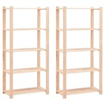 Stojalo s policami 5-nadstropno 2 kosa 80x38x170cm borovina