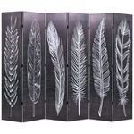 vidaXL Zložljiv delilnik prostora 228x180 cm perje črn in bel
