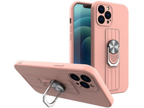 Slomart Ring Case silikonski ovitek s prstnim oprijemom in stojalom za iPhone 12 roza