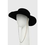 Volnen klobuk AllSaints črna barva - črna. Klobuk iz kolekcije AllSaints. Model s širokim robom, izdelan iz volnenega materiala.
