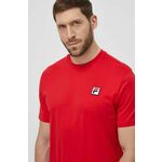 Bombažna kratka majica Fila moški, rdeča barva - rdeča. Kratka majica iz kolekcije Fila, izdelana iz tanke, elastične pletenine. Model iz izjemno udobne bombažne tkanine.