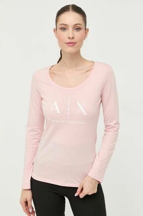Bombažna majica z dolgimi rokavi Armani Exchange roza barva - roza. Majica z dolgimi rokavi iz kolekcije Armani Exchange