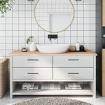 Vidaxl Kopalniški pult 160x50x4 cm neobdelan trden les