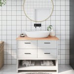 vidaXL Kopalniški pult svetlo rjav 100x60x2 cm obdelan trden les