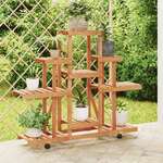 Greatstore Stojalo za rastline s kolesi 110x25x101 cm trden les jelke