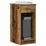 Vidaxl Računalniški stolp s predalom starinski les 35x45x77 cm