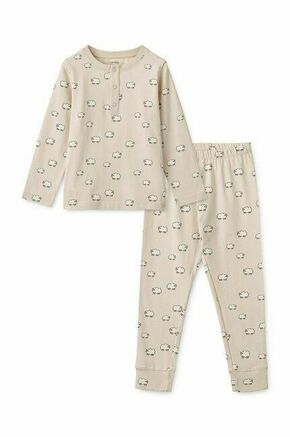 Otroška bombažna pižama Liewood bež barva - bež. Otroški pižama iz kolekcije Liewood. Model izdelan iz rebraste pletenine. Izjemno udoben material